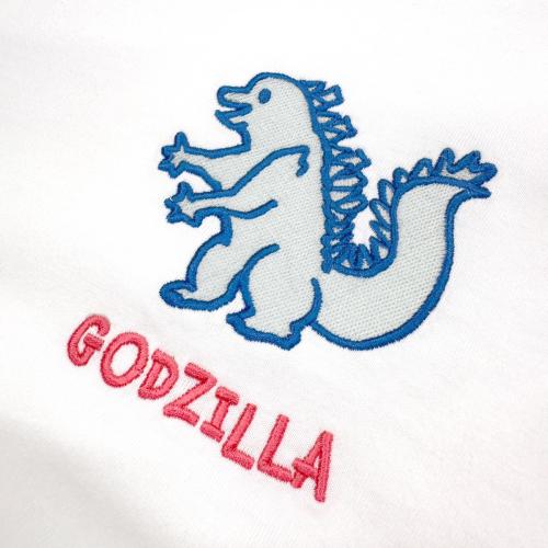 ゴジラ | 刺繍Tシャツ(Design by 神木)/Godzilla | Embroidered T-Shirt (Design by Kamiki)