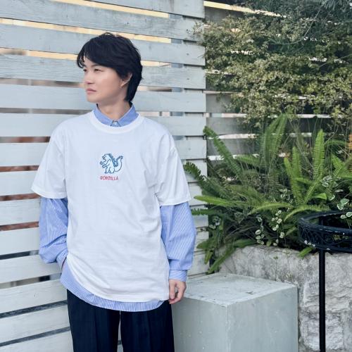 ゴジラ | 刺繍Tシャツ(Design by 神木)/Godzilla | Embroidered T-Shirt (Design by Kamiki)